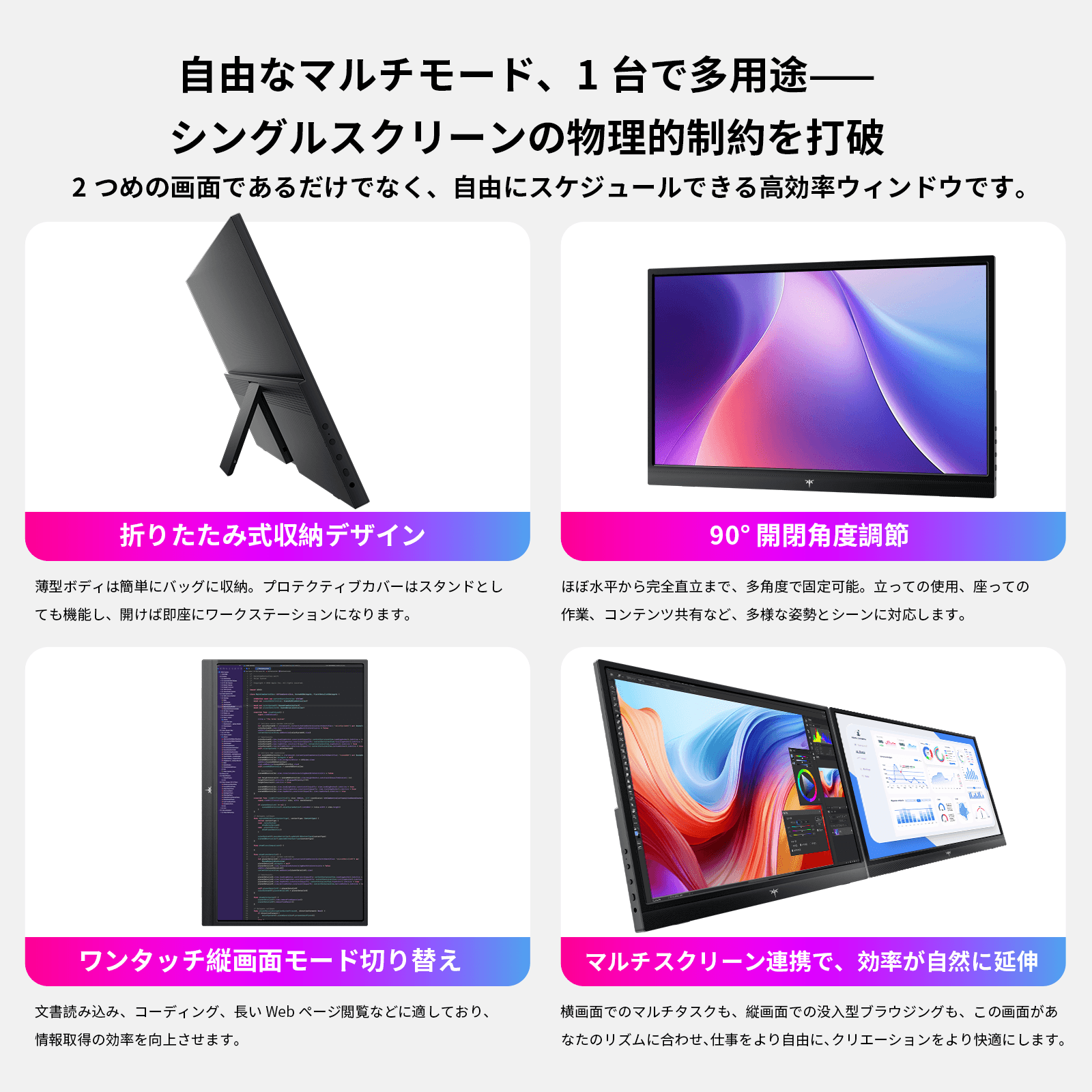 15.6型 モバイルモニター|FHD IPS&超軽量600g|Type-C/HDMI対応|H15F9