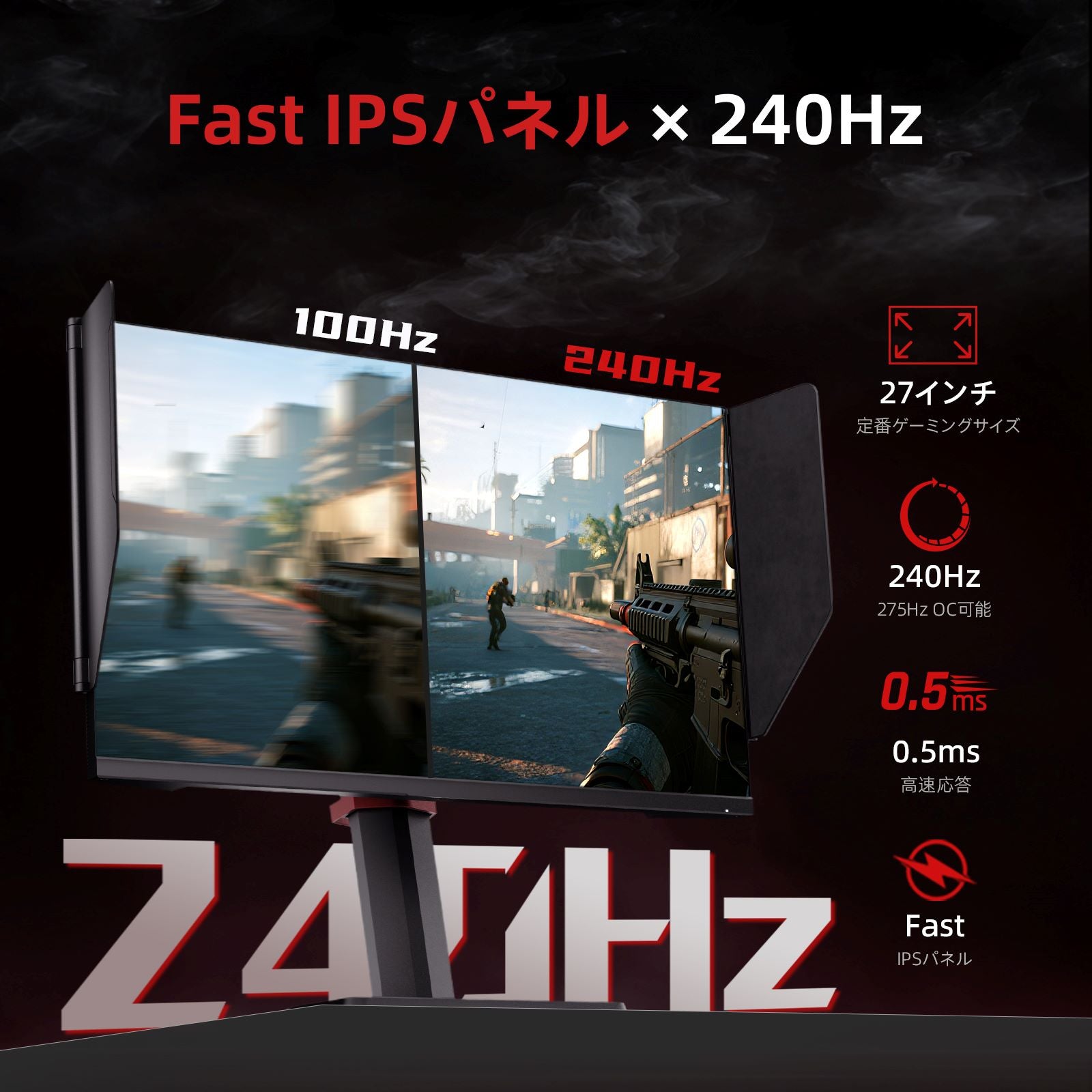 27インチ WQHD 240Hz ゲーミングモニター 遮光フード付き | 27M1 Pro