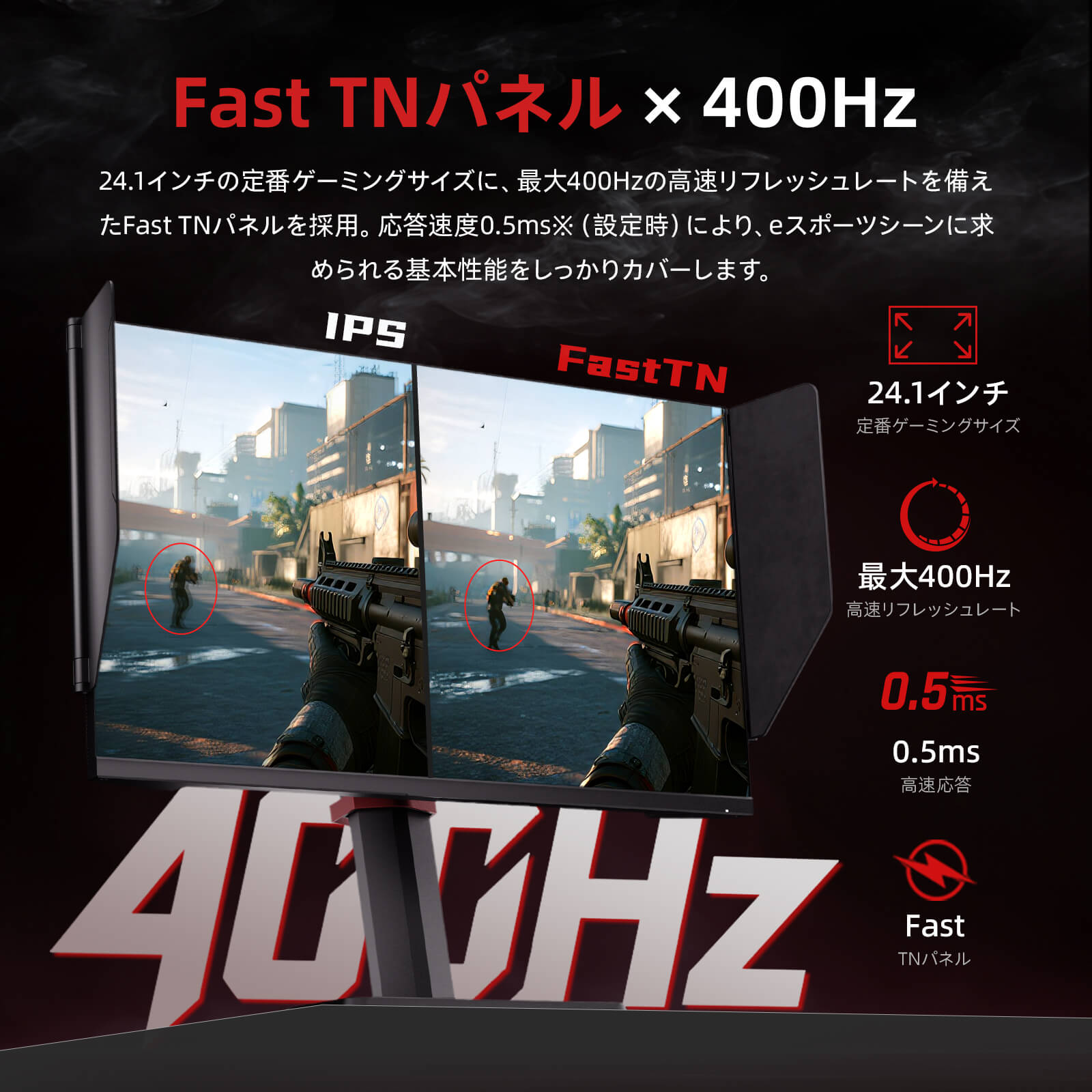 24.1型 ゲーミングモニター｜400Hz＆HDR 400｜Fast TN｜25M1